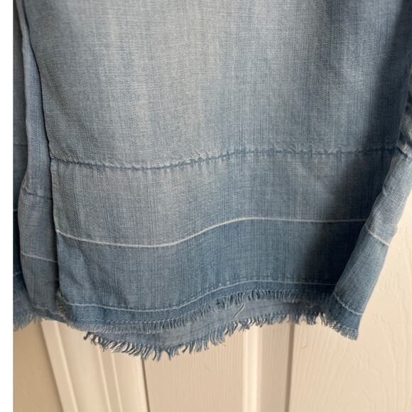 Cloth & Stone Tencel Pull On Chambray Cropped Pants Medium Drawstring - Picture 2 of 6